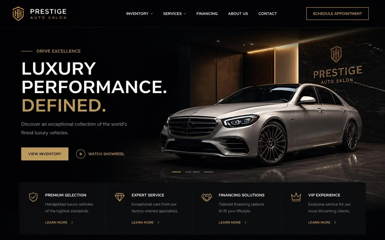 Velocity Motors — Prikaz koncept dizajna sajta